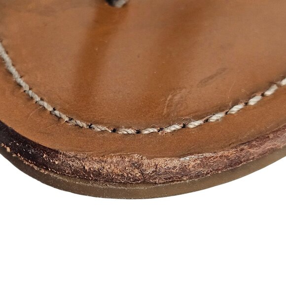 Tory Burch Women’s Silver Leather Sandals 8 Thong Logo Flat Old Money Coastal - Picture 8 of 12